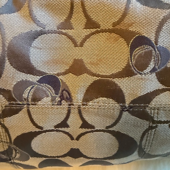 Coach Beige and Navy Signature Shoulder Bag - Picture 3 of 7